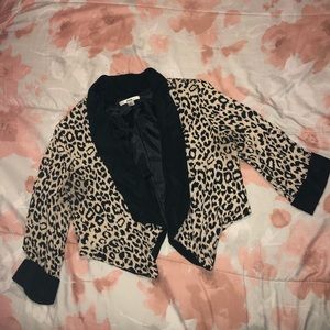 Pale Pink Cheetah Print Cropped Blazer
